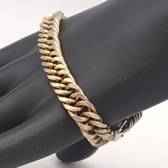 Gold tone Curb Chain Box Clasp Bracelet Vintage - Picture 3 of 10